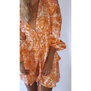 Super Retro Island Floral Smocked Mini Dress